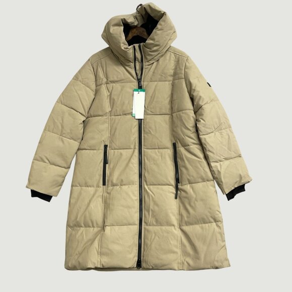 NEW Calvin Klein Women's XL Hooded Puffer Coat Tan Faux Fur Lining - Picture 4 of 15